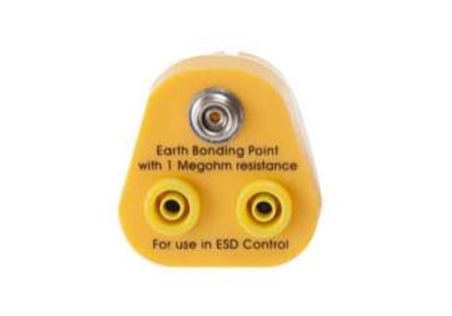 จุดเสียบกราวด์กันไฟฟ้าสถิต จุกเสียบกราวด์ สายกราวด์กันไฟฟ้าสถิต Yellow earth uk plug 2x banana bsc